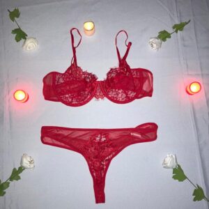 Conjunto Lencería Roja Encajes
